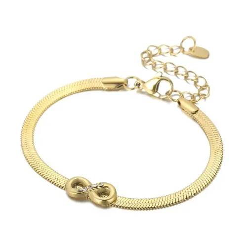 BTM1044 Gold-Plated Stainless Steel 4MM Razor Blade Chain with Infinity Symbol 8 Women's Bracelet