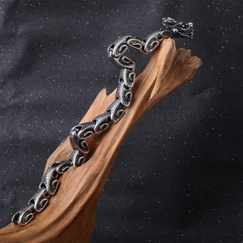 BTM875 Men's Dragon Bracelet Stainless Steel Dragon Head Titanium Bangle