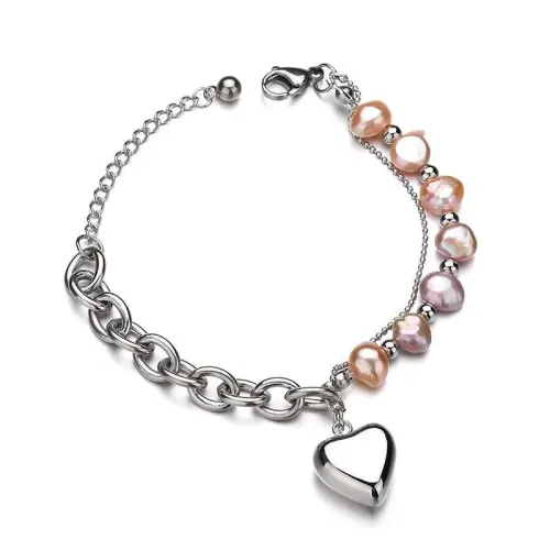 BTM1634 Adjustable Pearl Heart Beaded Bracelet for Women Elegant Love-Inspired Jewelry