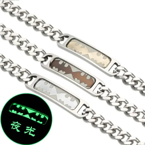 BTM694 Fluorescent Glow-in-the-Dark Batman Titanium Steel Bracelet – Superhero Inspired Jewelry