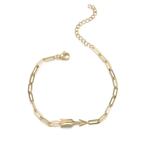 BTM1650 14K Gold Feather Arrow Bracelet for Women Stainless Steel Luxury Jewelry