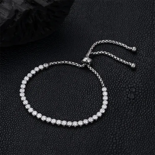 BTM701 Tennis Chain Titanium Steel Bracelet Claw Set Zirconia Jewelry for Women