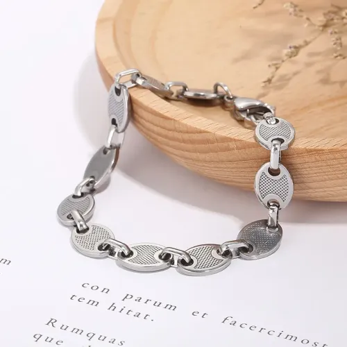 BTM954 Stainless Steel Dotted Pig Nose Chain Bracelet for Women Chic Unique Jewelry