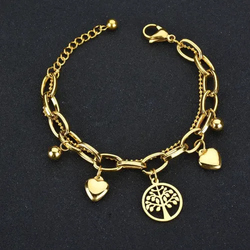 BTM1615 Stainless Steel Women's Bracelet with Tree of Life Multi-Layer Design Elegant Accessory