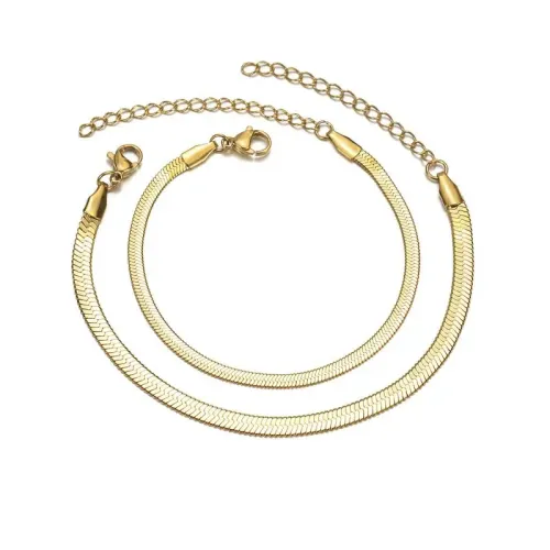 BTM1819 Sleek Stainless Steel Flat Snake Bone Chain Bracelet for Men Modern Male Accessory