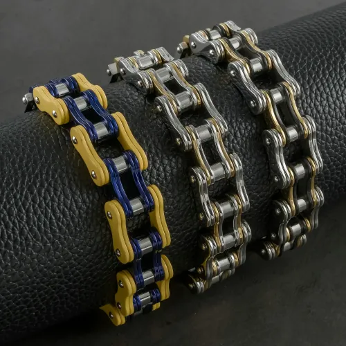 BTM884 Unisex Titanium Motorcycle Chain Bracelet Durable Stainless Steel Biker Wristband