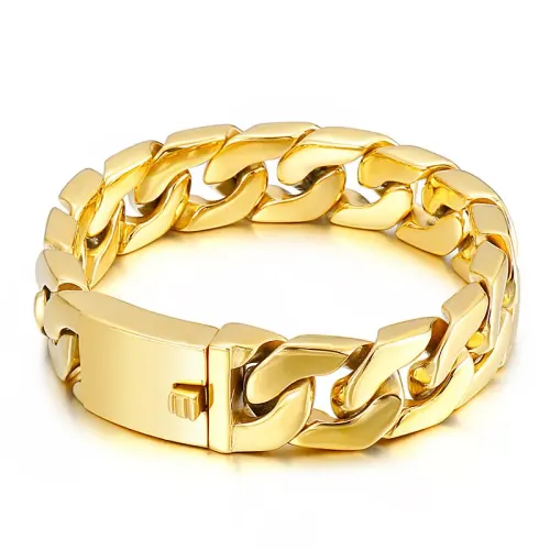 BTM1438 Cuban Link Stainless Steel Bracelet with Side Flat Cut Versatile Jewelry Designs