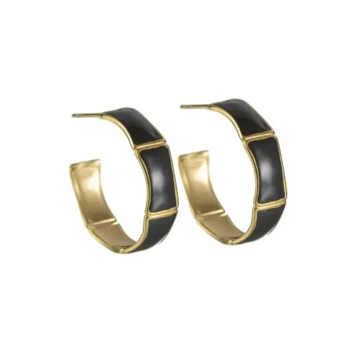 ETM624 18K Gold Plated Titanium Bamboo C-Hoop Enamel Drop Earrings for Women Elegant Jewelry