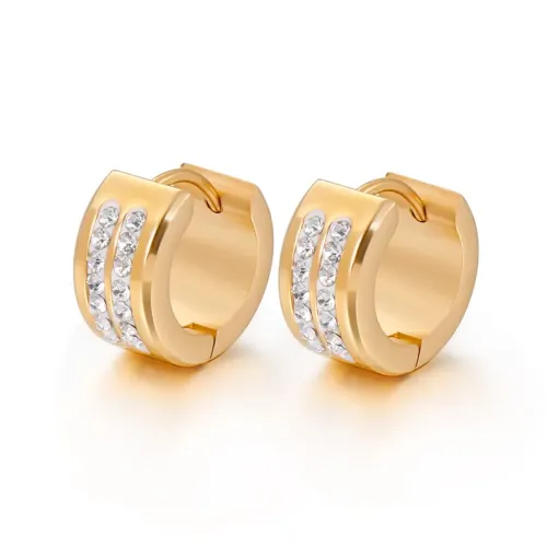 ETM289 Gold-Plated Titanium Steel Clay Stud Earrings with Diamonds for Women Luxury Jewelry