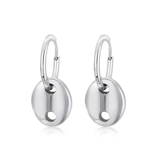 ETM301 Coffee Bean Pig Nose Oval Clasp Earrings in Titanium Steel for Women