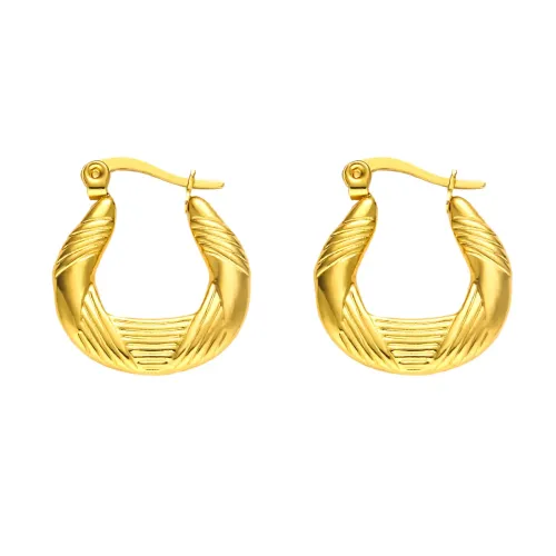 ETM500 Solid Gold Titanium Steel Earrings Oil Pressure Hoop Hook Design