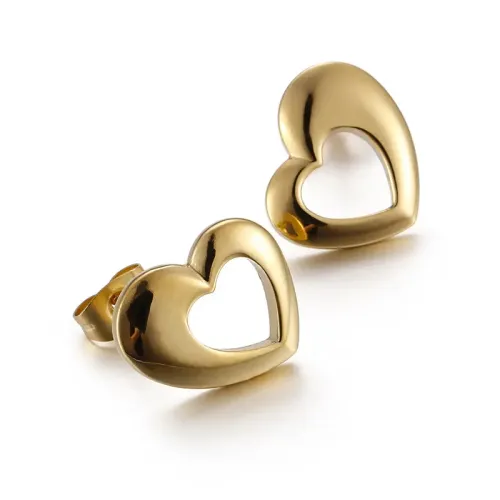 ETM326 Women's Titanium Steel Hollow Heart Studs Cute Geometric Earrings