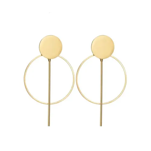 ETM683 Round Baroque Tassel Earrings in 18K Gold Plated Stainless Steel Elegant Long Drop Design