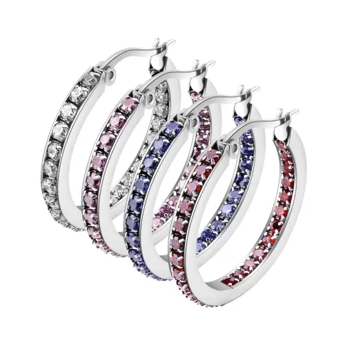 ETM529 High-Quality Stainless Steel Hoop Earrings with Diamonds for Women Titanium Jewelry