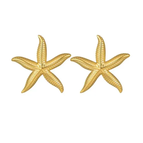 ETM648 18K Gold Starfish Earrings in Stainless Steel Chic Marine-Inspired Jewelry