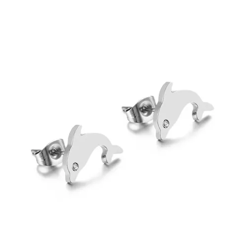 ETM229 Cute Dolphin Stud Earrings for Women Titanium Steel Fashion Ear Jewelry
