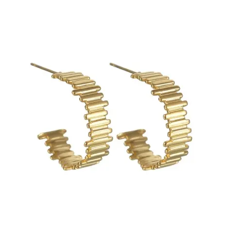 ETM670 18K Gold Titanium Irregular Striped Earrings for Women Unique Jewelry Accessory