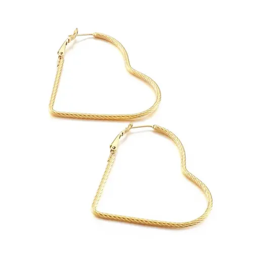 ETM261 Girls' Heart-Shaped Stud Earrings and Hoops Hollow Love Heart Ear Clips for Women