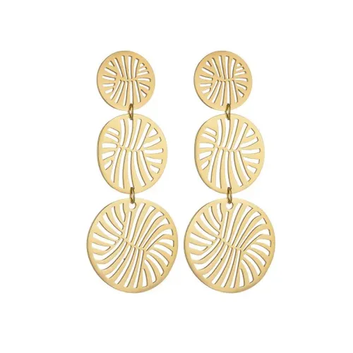ETM579 18K Gold Stainless Steel Irregular Hollow Tassel Earrings for Women Unique Fashion Jewelry