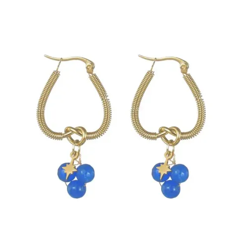 ETM596 Women's Star Pendant Earrings Octagram Drop Ear Jewelry for Her