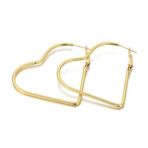 ETM313 Heart-Shaped Titanium Steel Large Hoop Earrings Best Friend Love Ear Clasps