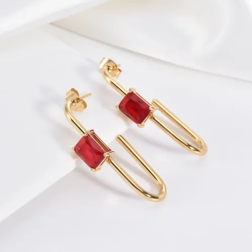 ETM525 Geometric Zircon Stud Earrings Stainless Steel Fashion Jewelry