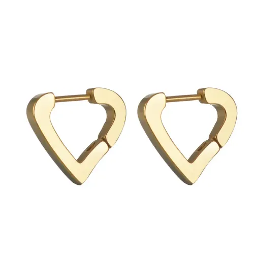 ETM722 Heart-Shaped Stainless Steel Stud Earrings Geometric Hollow Women's Ear Jewelry