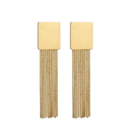 ETM762 Long Tassel Drop Earrings in 18K Gold Chic Dangle Jewelry Accessory