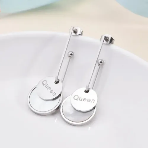 ETM494 Stainless Steel queen Shell Earrings for Women Geometric Studs