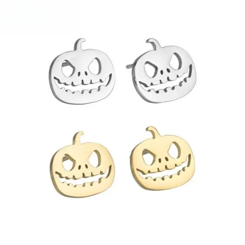 ETM740 Halloween Pumpkin Hollow-Out Earrings in 304 Stainless Steel Spooky Season Jewelry