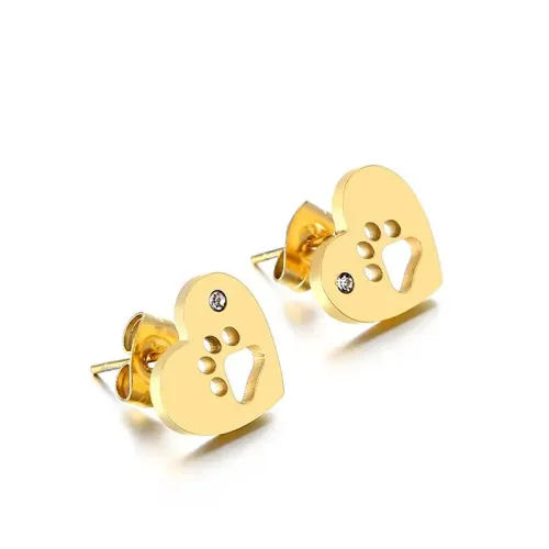ETM824 Heart Paw Print Hollow Stud Earrings for Women Fashion Jewelry Accessories