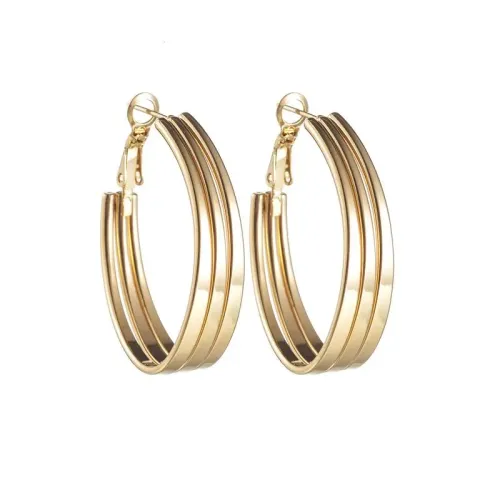 ETM701 18K Gold Titanium C-Shaped Ladies' Earrings Chic OL Office Jewelry