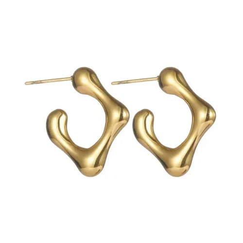 ETM637 18K Gold Plated Stainless Steel C-Shaped Earrings for Women Unique Ear Jewelry