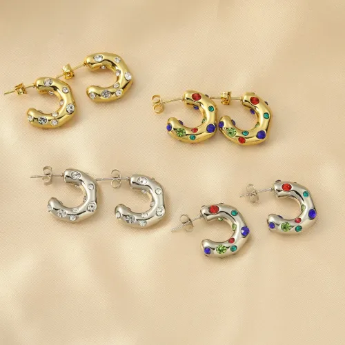 ETM491 Elegant Zirconia Stainless Steel Stud Earrings for Women Chic Jewelry Accessories