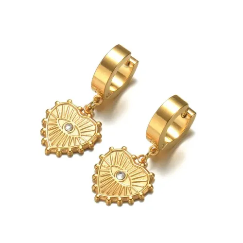 ETM630 New Chinese Style 18K Gold Stainless Steel Hoop Earrings for OL Women Minimalist Jewelry