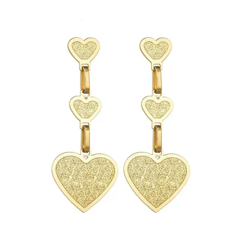 ETM697 18K Gold Titanium Heart Drop Earrings for Women Stylish Love Jewelry Accessory