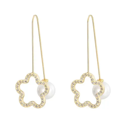 ETM472 Clover Rhinestone Earrings in Titanium Steel for Women Chic Vendor Style