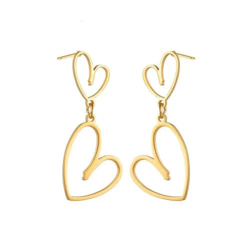 ETM686 Vintage Court-Inspired Hollow Heart Earrings in 18K Gold Plated Stainless Steel Unique Women's Jewelry
