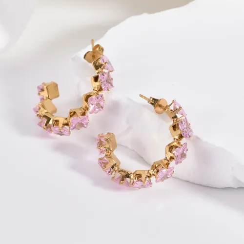 ETM526 Colorful Zircon Stud Earrings for Women Exquisite Fashion Ear Jewelry