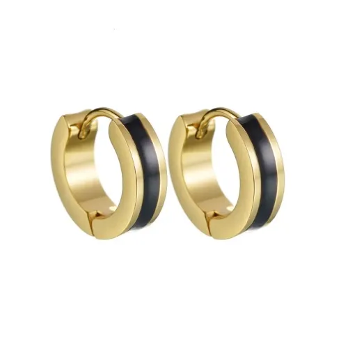 ETM688 18K Gold Titanium Geometric Hoop Earrings for Women Chic Drop Ear Decor