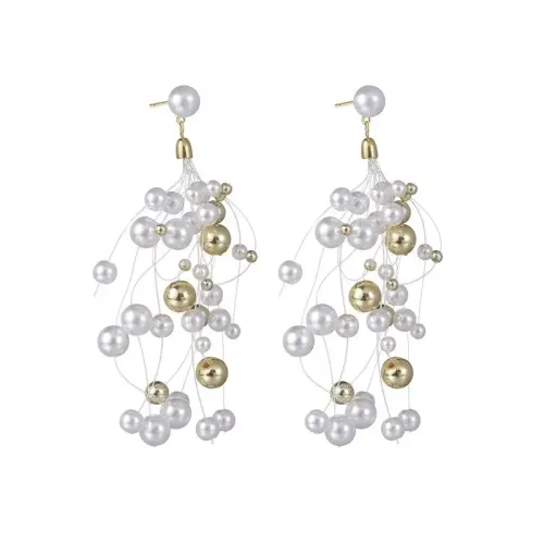 ETM574 Irregular Tassel Pearl Drop Earrings for Women Elegant Jewelry Accessories