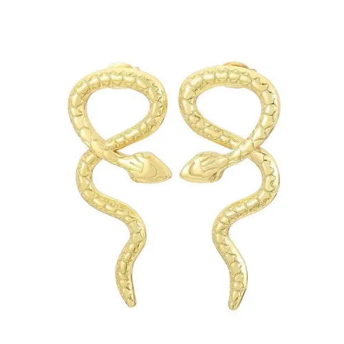 ETM451 Snake-Shaped Gold Titanium Steel Stud Earrings for Women