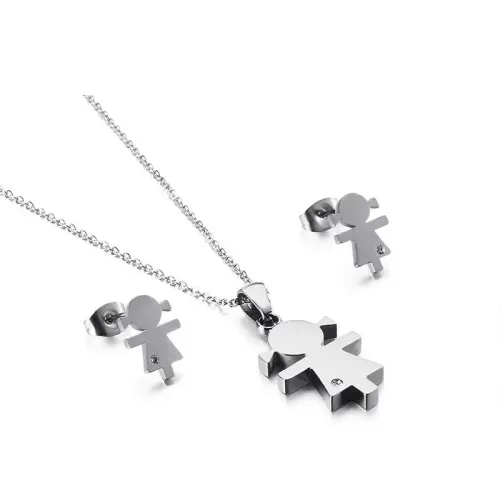 ETM291 Titanium Steel Necklace and Earring Set for Women Chic Girl's Jewelry Combo