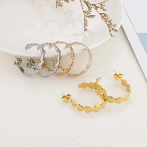 ETM333 Heart-Shaped Hoop Earrings Plated C-Shape Titanium Steel for Women