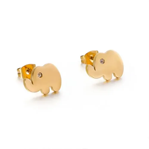 ETM813 Cute Titanium Stainless Steel Animal Stud Earrings Unisex Good Luck Elephant Ear Jewelry