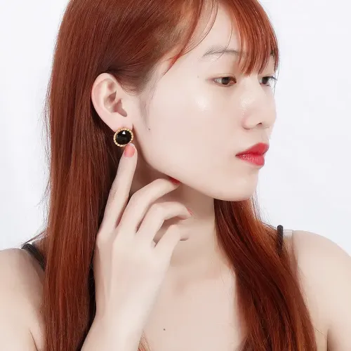 ETM808 Korean Japanese Style Rhinestone Stainless Steel Crystal Glass Stud Earrings