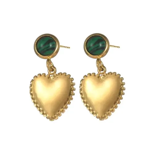 ETM620 18K Gold Plated Titanium Peacock Stone Heart Pendant Earrings Trendy Ear Jewelry