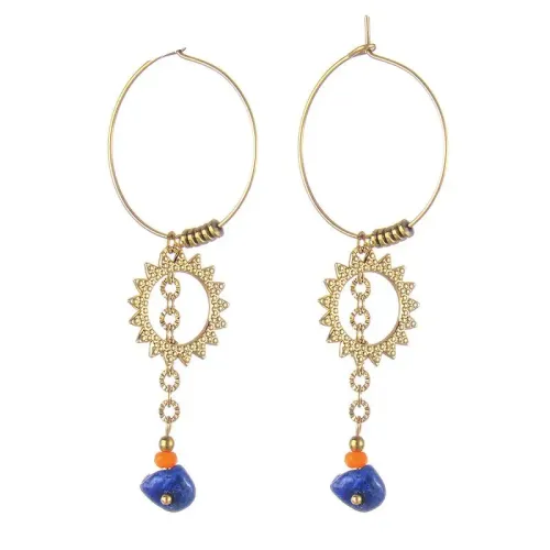 ETM576 14K Gold Sun, Star Butterfly Natural Stone Pendant Earrings for Women Stainless Steel Jewelry