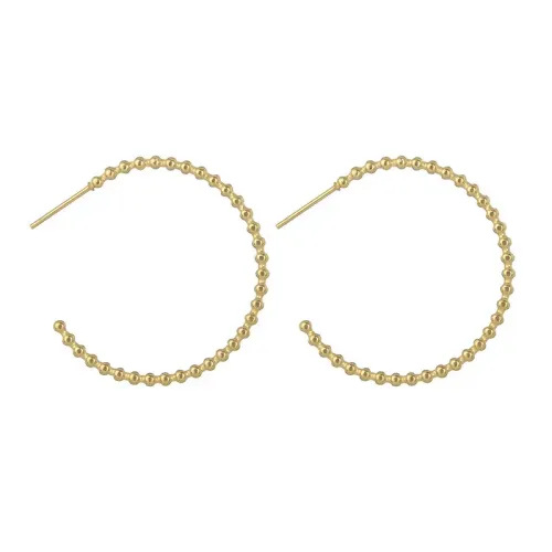 ETM629 Polka Dot C-Hoop 14K Earrings for Women Baroque Stainless Steel Ear Jewelry