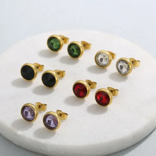 ETM825 Hip-Hop Style Satellite Stone Stud Earrings in Titanium Steel for Women Trendy Ear Bling